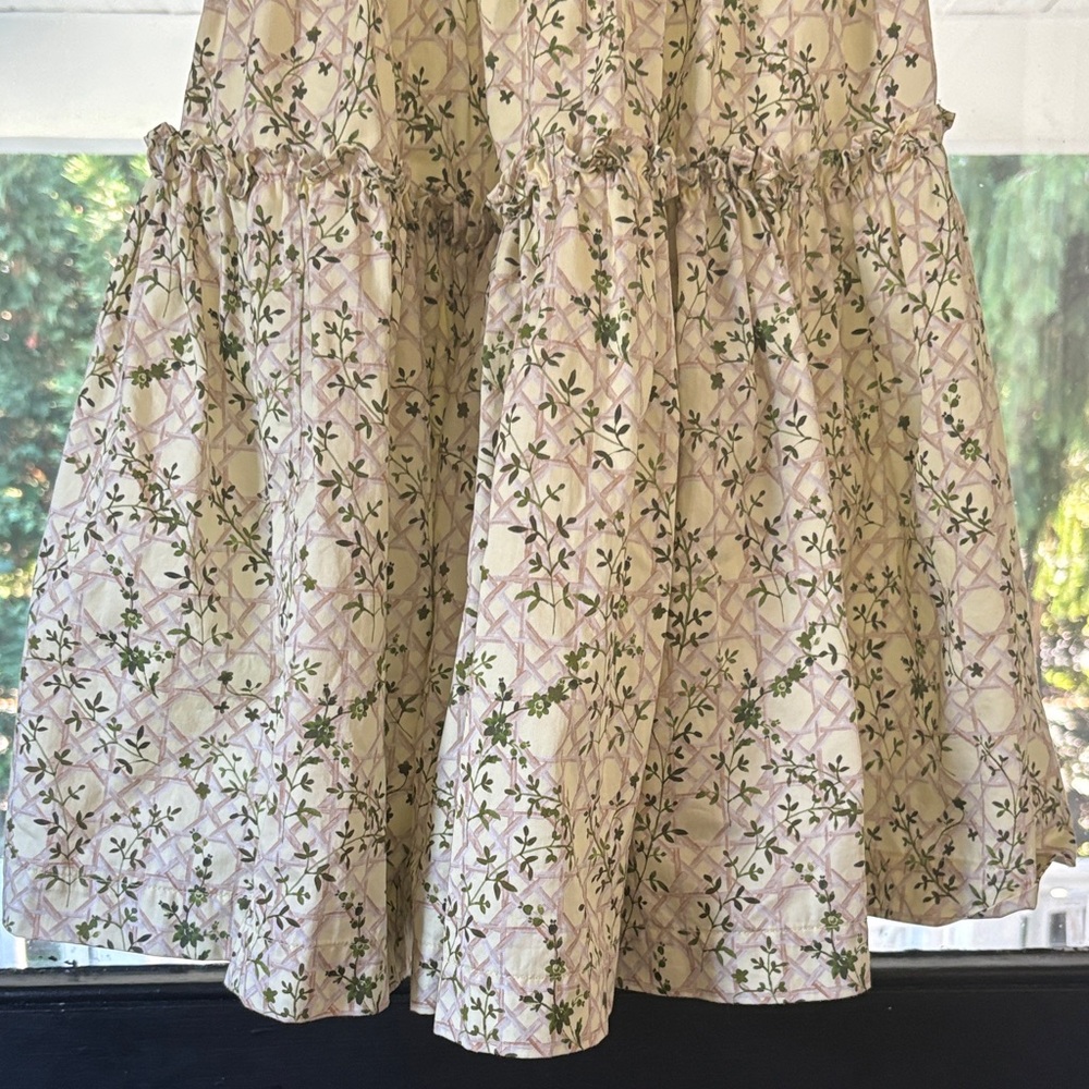 Hill House Mini Floral Sundress in Cream and Green - Picture 7 of 15